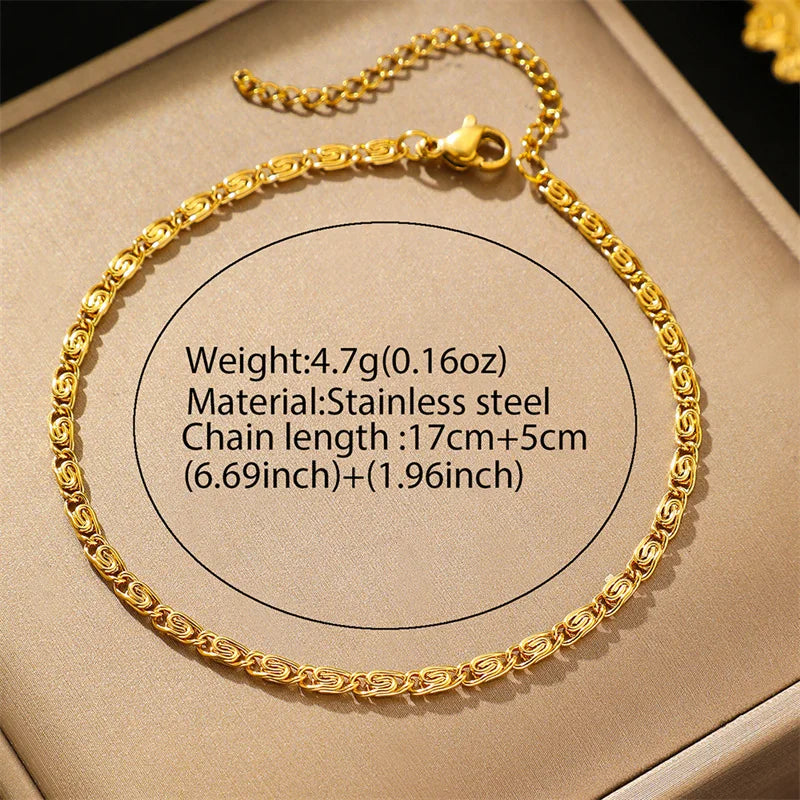 Men Stainless Steel Chain Bracelet for Women Hand Bangle Gold/Silver Color Foot Ankle Anklet Jewelry Accessories DIY Gift