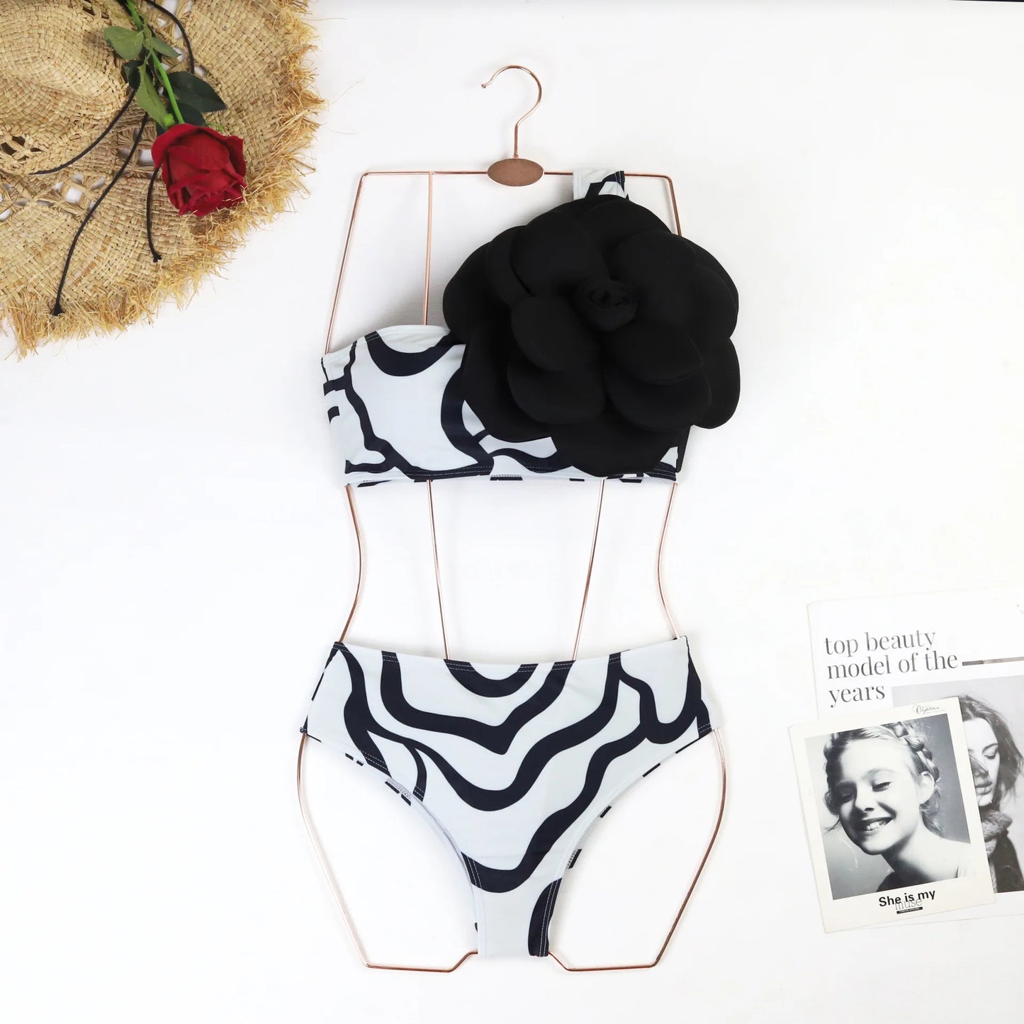 Sexy One-Shoulder Ruffled Print Floral Swimsuit Bikini Set Single Piece Micro Monokini Sexy Swimwear For Girls Summer Beachwear