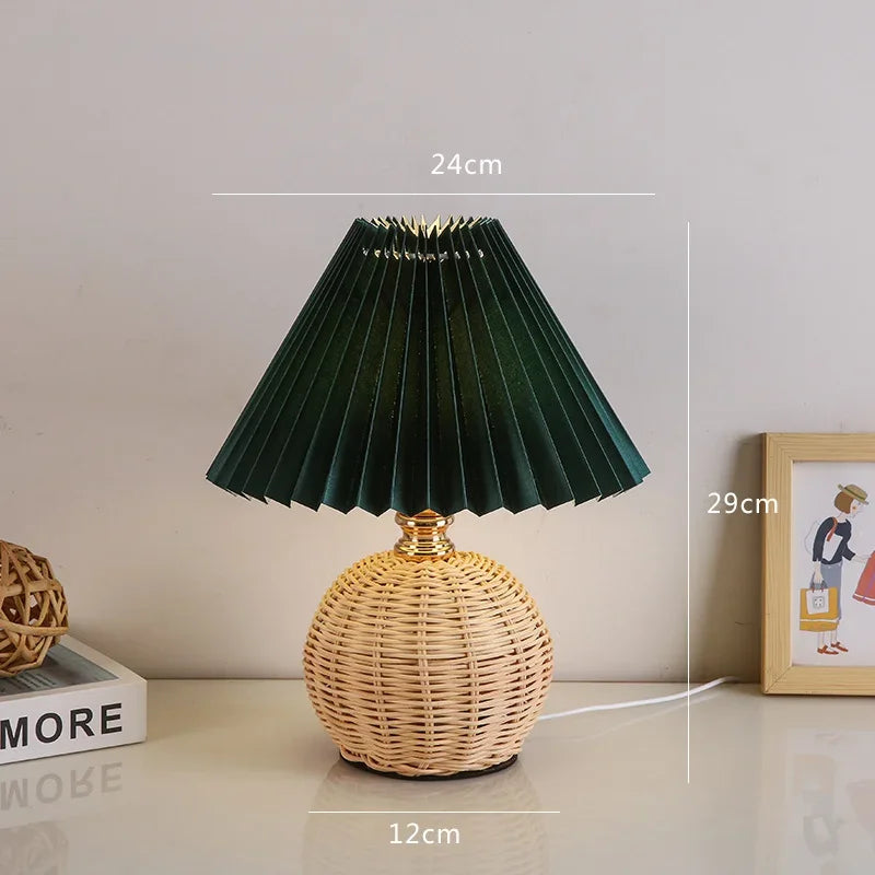Nordic Ins Wind Internet Red Desk Lamp For Girls Warm Night Light High End Pleated Bedroom Bedhead Desk Lamp