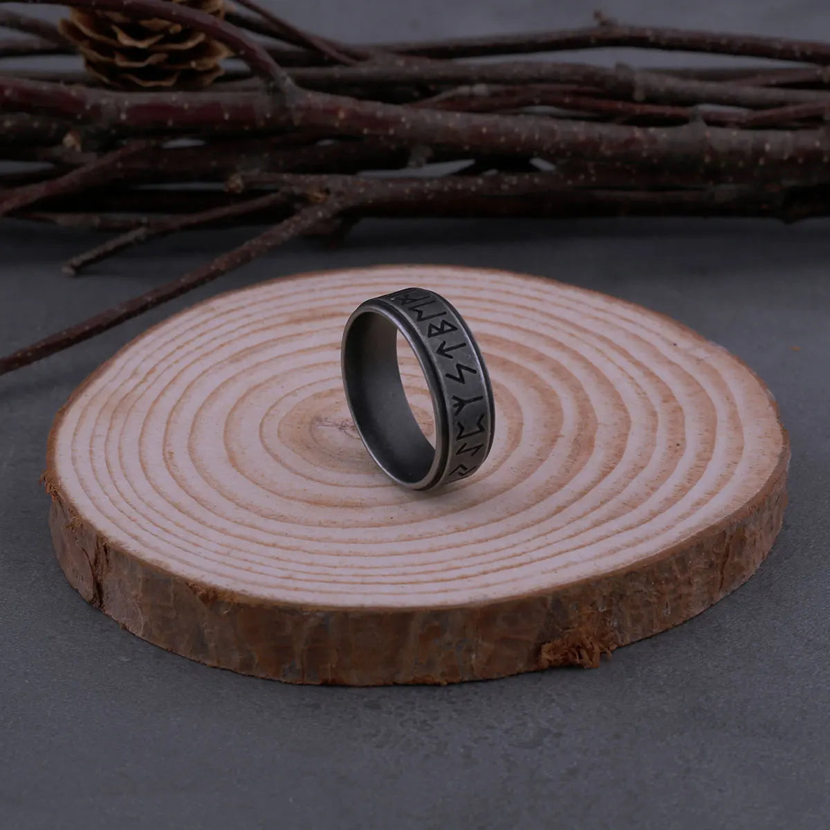 316L Stainless Steel Odin Nordic Viking Amulet Rune Ring Men and Women Fashion Words Retro Ring Viking Men's Jewelry
