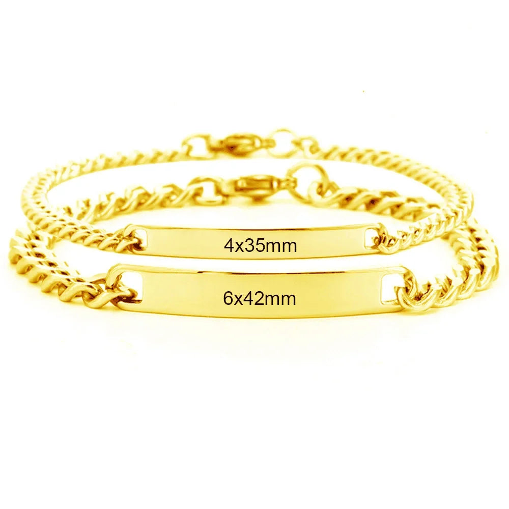 2pcs/set Customized Name Bracelet Made of Stainless Steel Couple Gift Included Jewelry Box Supports Dropshipping 2025 Hot