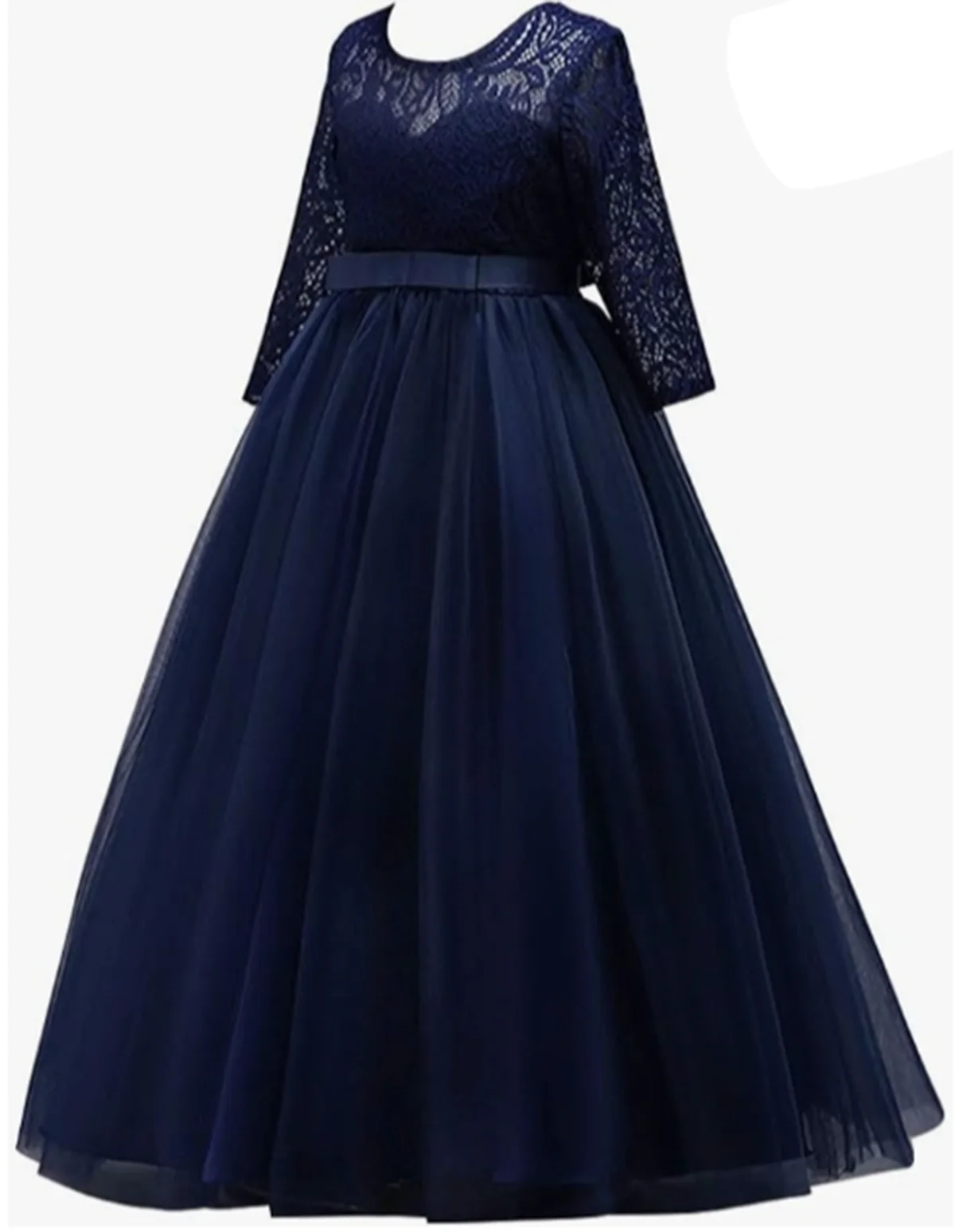 Little Big Girls Spring 3/4 Sleeves Lace Flower Girl Birthday Party Holiday Long Dress KLS1660