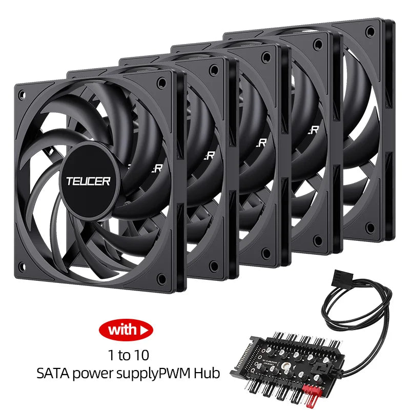Teucer UT-12015 Ultrathin 15mm Thinckness 12cm Chassis Fan 12V/4Pin PWM FBD Bearing PC Case Cooling Ventilator 1-10pcs with Hub