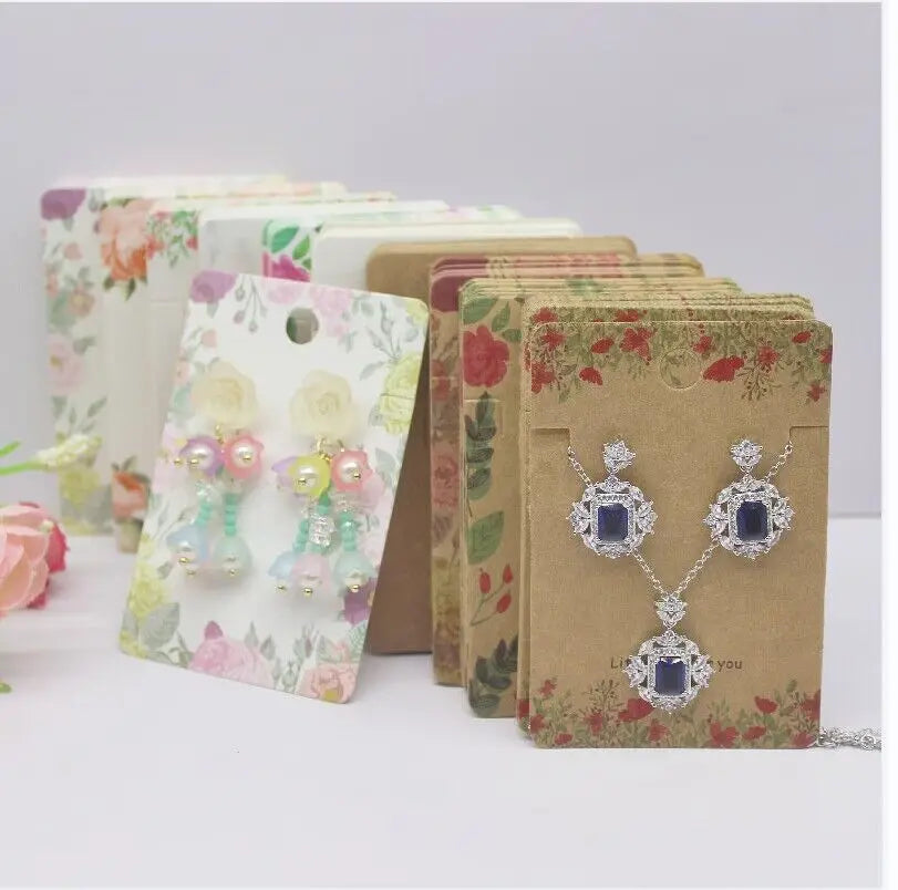 Hot sale 50Pcs Multi-Style Jewelry set package Card 6*9cm Flower/ marbling design necklace earring pendant package card