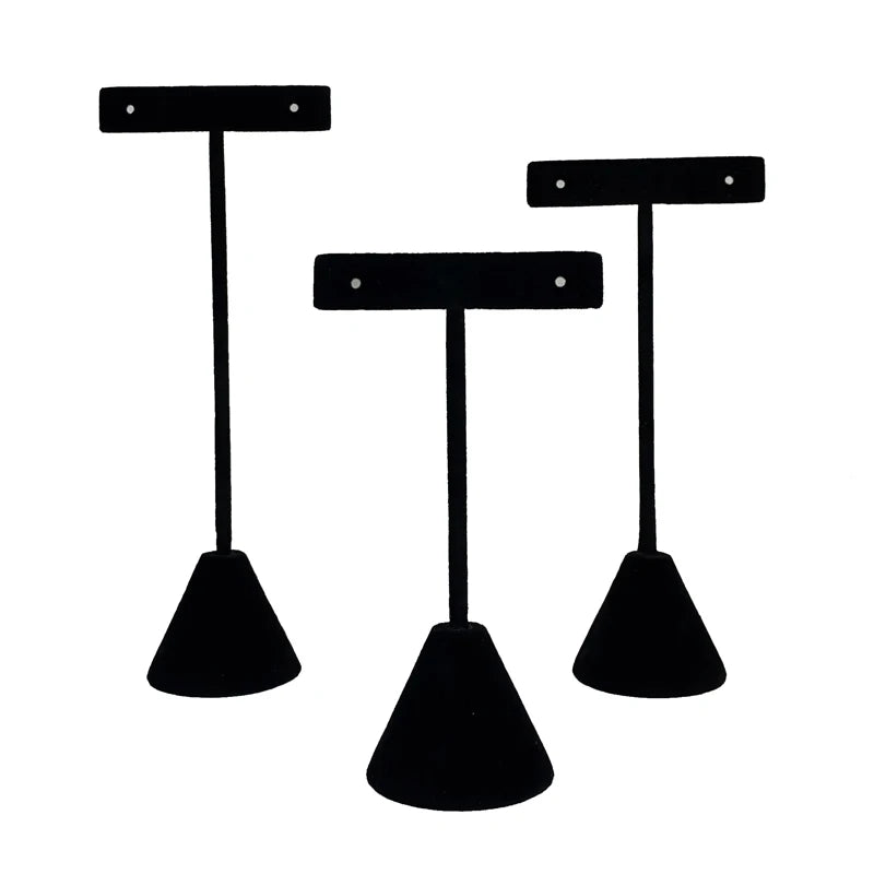 T-shaped Earring Display Stand Velvet PU Leather Jewerly Display Rack Earring Stud Accessories Display Storage Props 3Pcs/lot