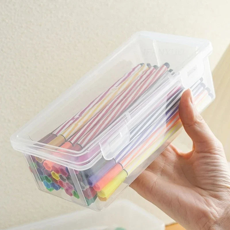 1/3Pc Clear Pencil Box Large Capacity Plastic Organizer Storage Boxes Bulk Stackable Design Portable Office Supplies For School