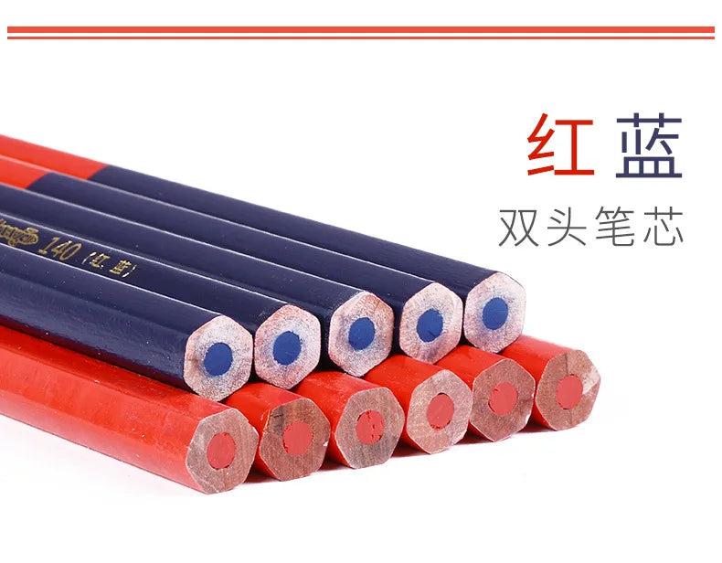 10Pcs Big Pencil,Red&Blue Double-Ended,Medical Science Laboratory Plotting Construction Wood Working Mark Stationery