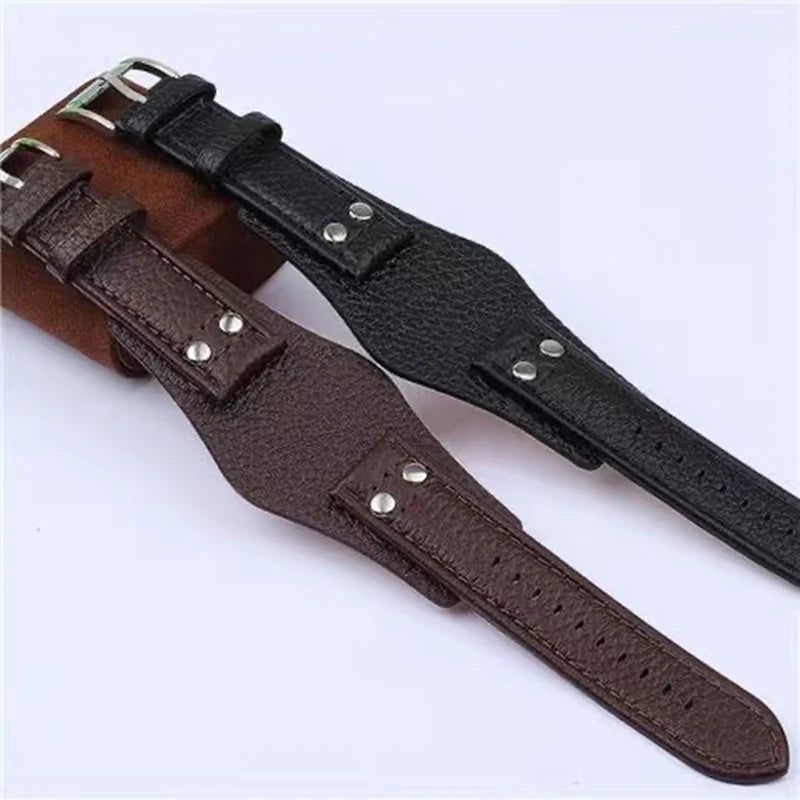 20 22mm Cow Leather Watch Strap for Fossil CH2564 CH2565 CH2891CH3051 Wristband Black Brown Tray Band with Rivet Style bracelet