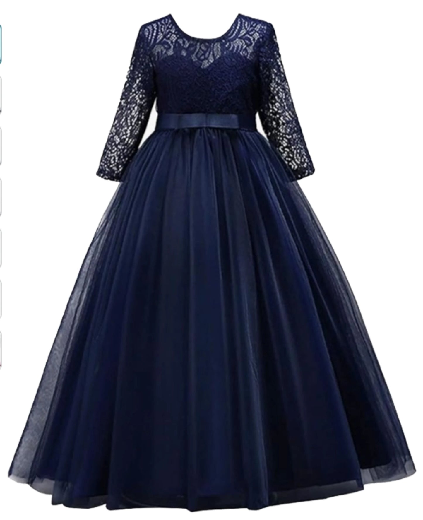 Little Big Girls Spring 3/4 Sleeves Lace Flower Girl Birthday Party Holiday Long Dress KLS1660