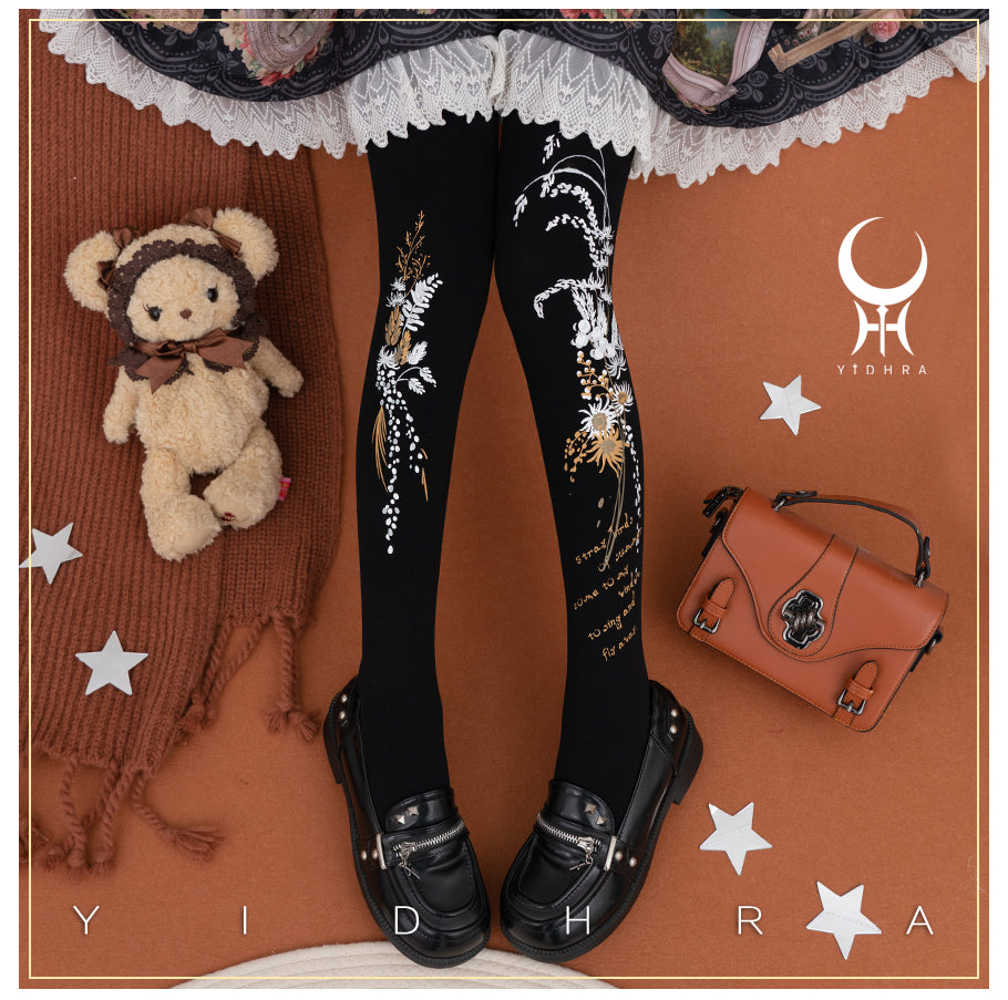Lolita Classic Print Spring and Summer Lace Stockings Black White Mesh Tights Women Pantyhose Sexy Cosplay Leggings For Girls
