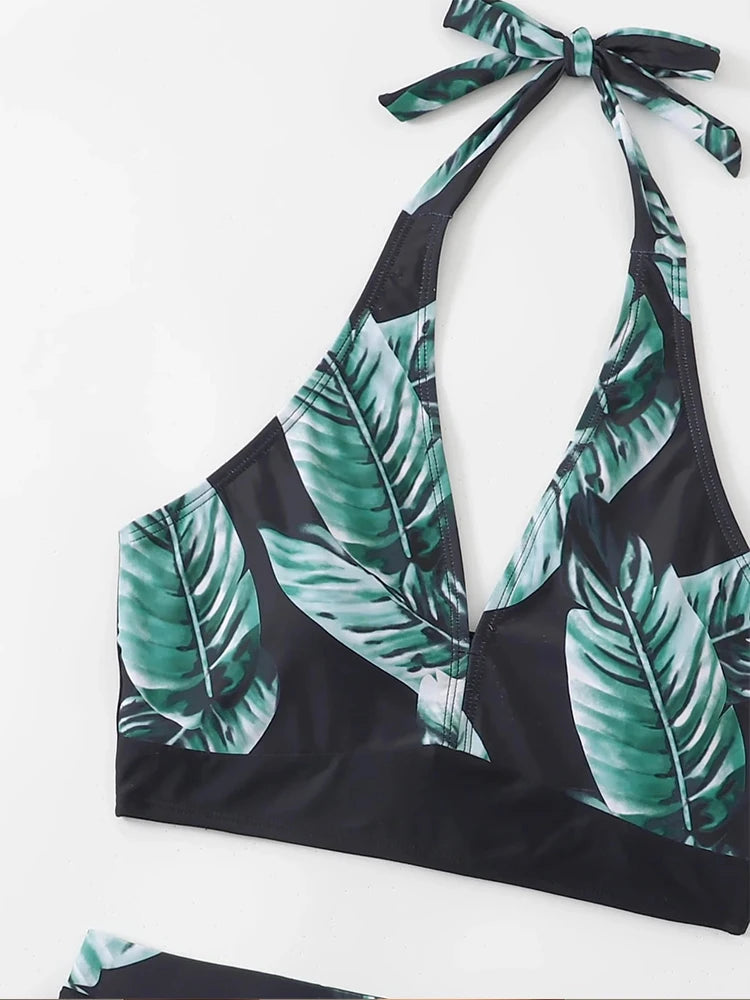 Swimwear Women Leaf Print Swimsuit Bikini 2023 New Sexy Push Up Bikinis Set Bathing Suit Summer Beach Wear Swim Suits Two Pieces