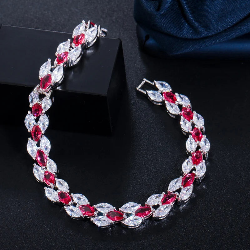 ThreeGraces Fashion Blue Cubic Zirconia Wedding Bridal CZ Link Chain Bracelet for Women 2025 New Chic Party Jewelry BR306
