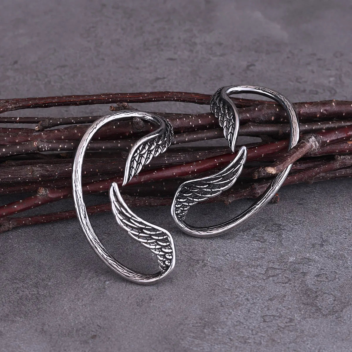 Viking Angel Wings Men's and Women's Fashion Earrings Stainless Steel Hanging Earrings Wrap Around Earrings Personalized Jewelry