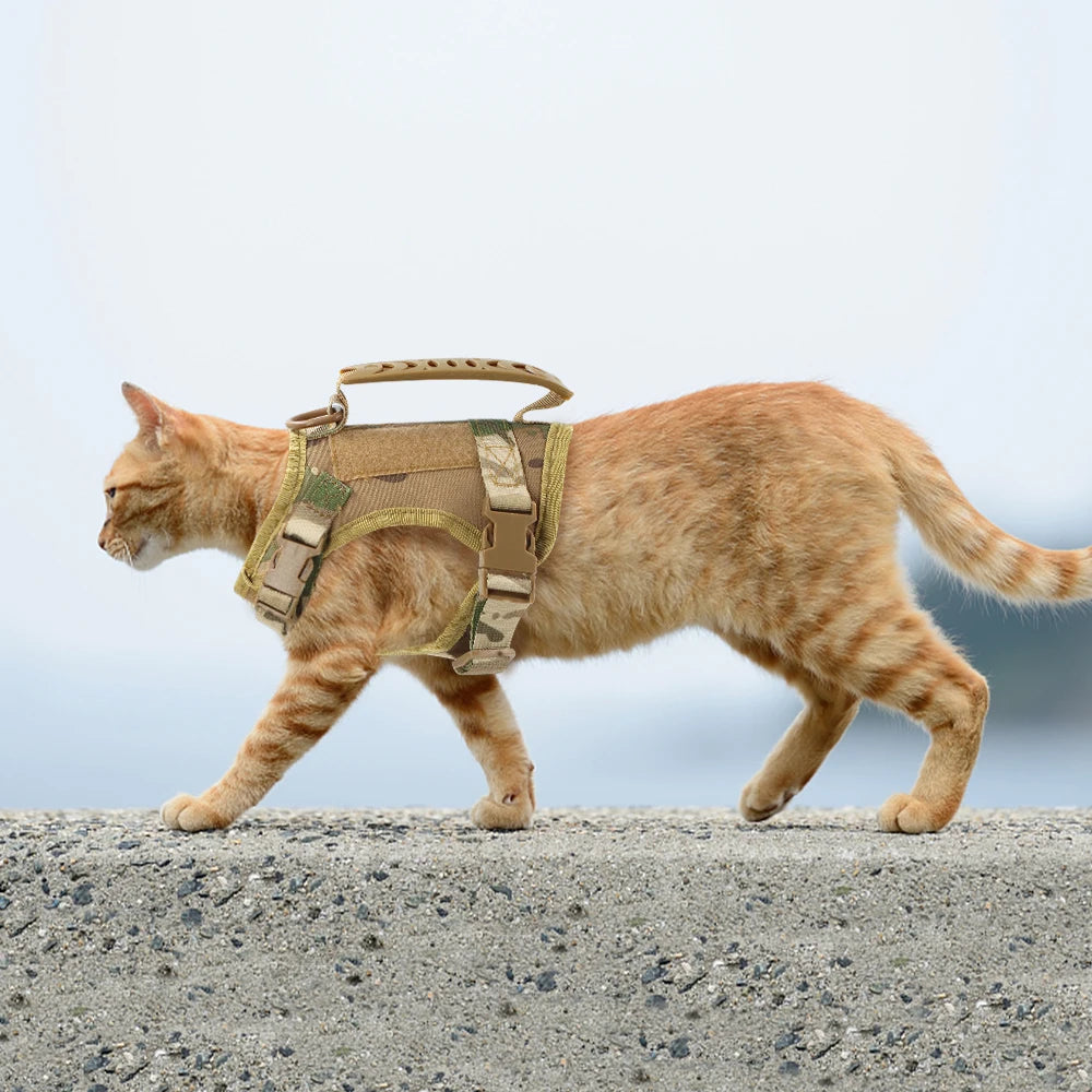 Tactical Cat Harness Leash Adjustable Puppy Vest For Military Small Dogs Harnesses 9Pcs Patches Walking Training Cat Accessories