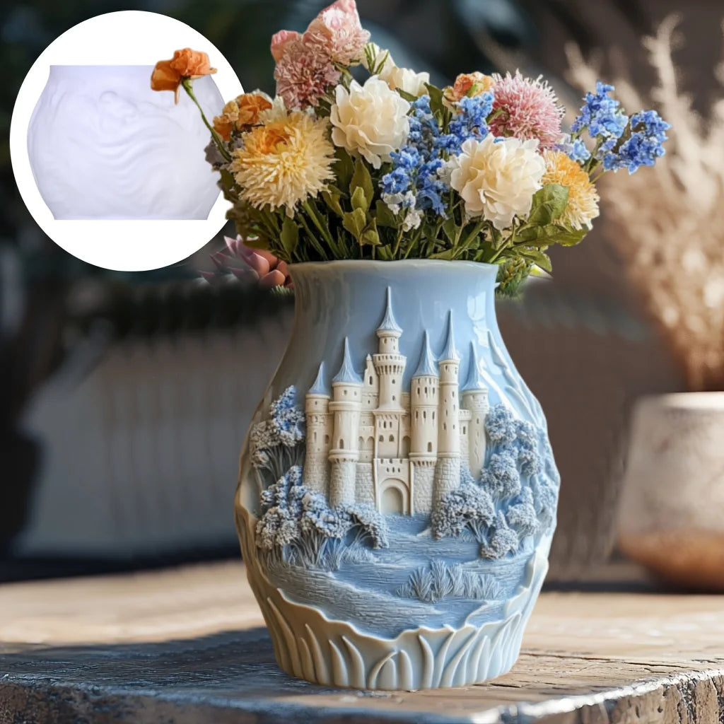 Windmill Town Succulent Plant Pot Silicone Mold Windmill Town House Relief Flower Pot Resin Mold Dream house storage box molds