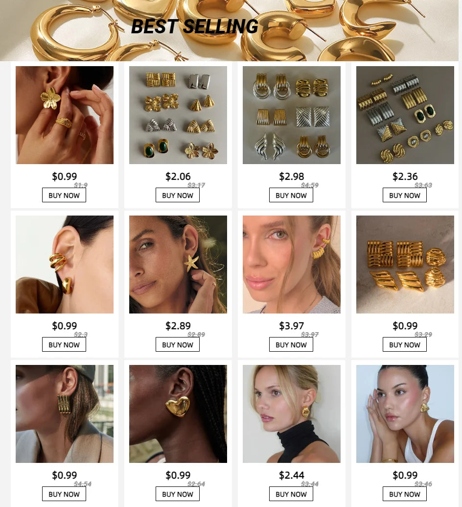 Uworld Stainless Steel Water Drop Big Stud Earrings Chunky Waterdrop Open Hoops Earrings for Women Girls Trendy Jewelry