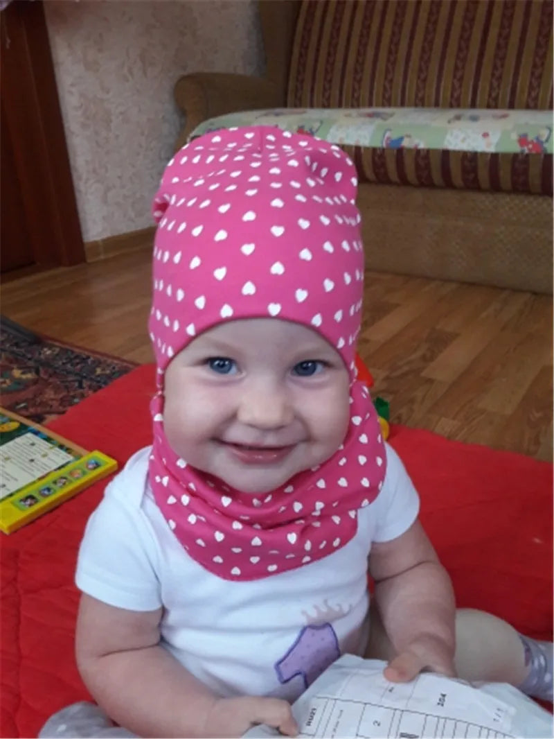 Star Print Cotton Baby Hat Autumn Winter Baby Girls Hat Boys Cap Toddlers Infant Cap Scarf Children Bonnet Hats