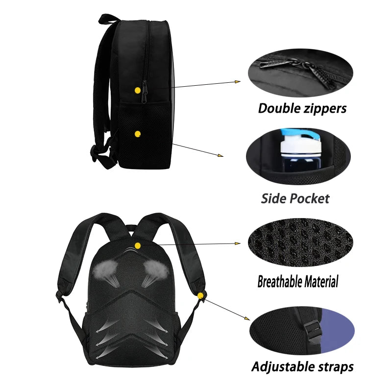 3pcs Set Smiling 3D Critters School Backpack with Pencil Bag Shoulder Bags Large Capacity Cartoon Amine Game Child Backpack