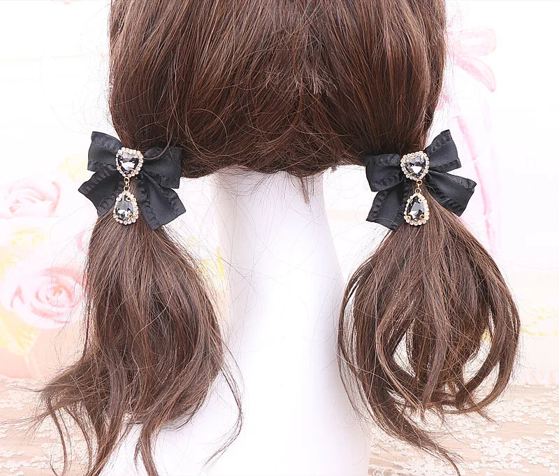 Small Hairpin Water Drop Heart Shape Rhinestone Pendant Wooden Ear Hairclips Headdress Sweet Side Clip Hair Accessories Jewelry