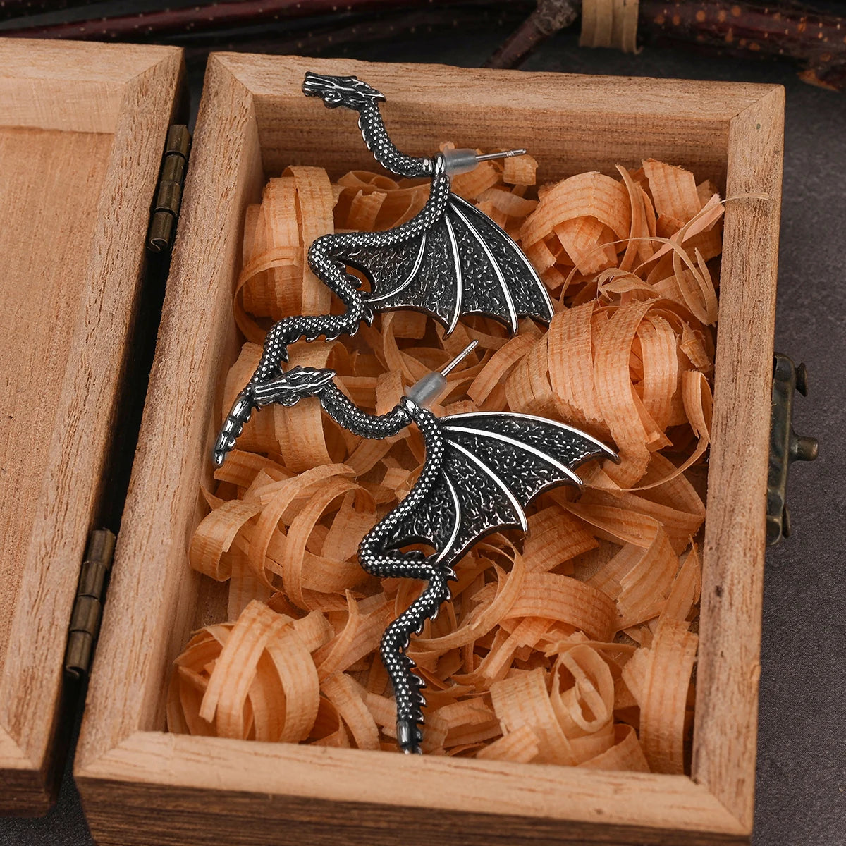 Vintage Viking Dragon Drop Earrings Men Women Fashion Stainless Steel Nordic Rune Amulet Jewelry Halloween Party Gift