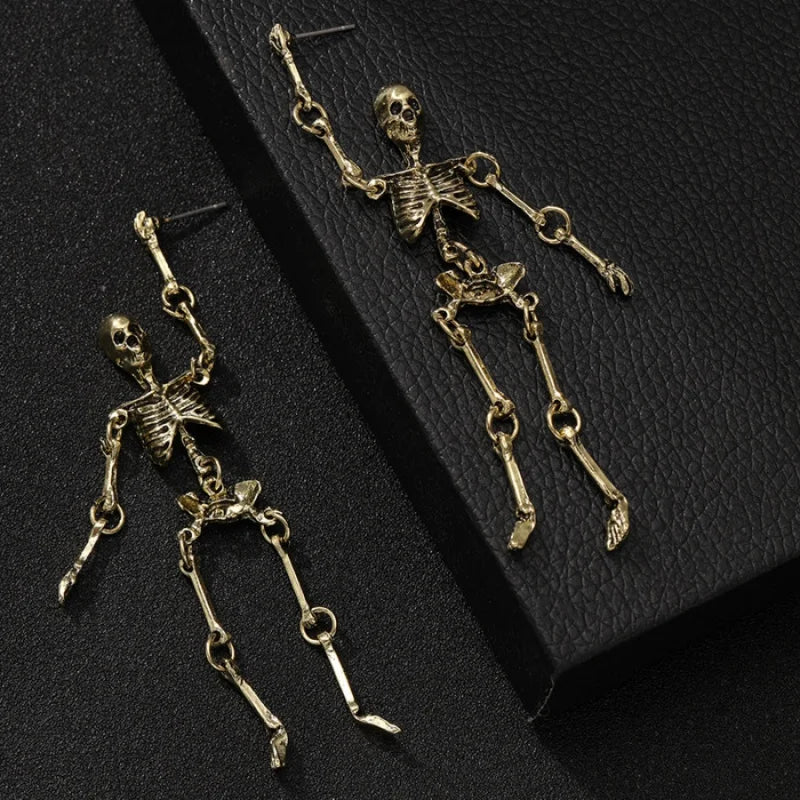 1 pair Halloween Skull Earrings Party Horror Funny Skull Skeleton Earrings Silver Bronze Color Holiday Gift