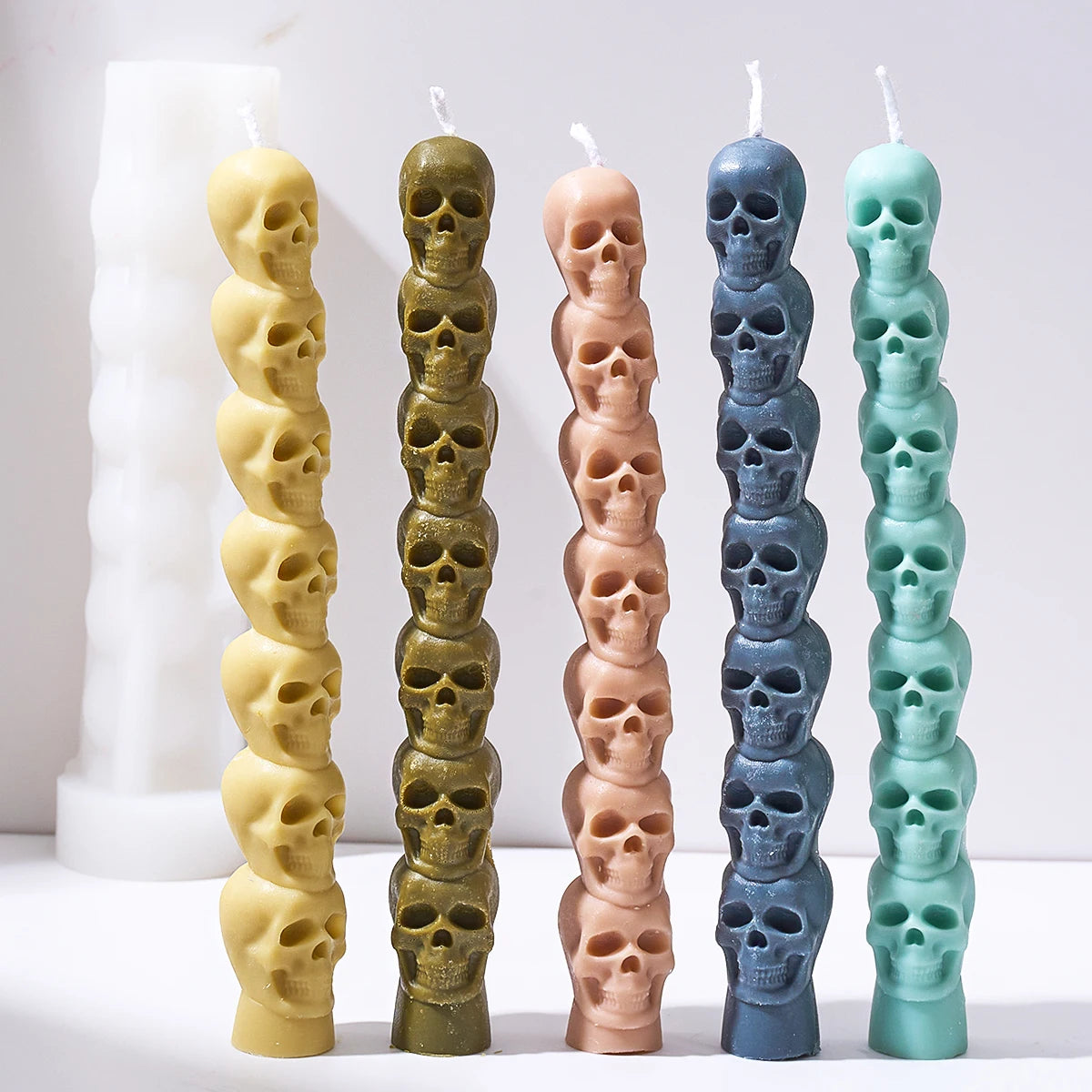 Spooky Stack Skull Silicone Candle Mold DIY Halloween Ornament Craft Making Supplies Soap Plaster Resin Casting Molds Home Decor