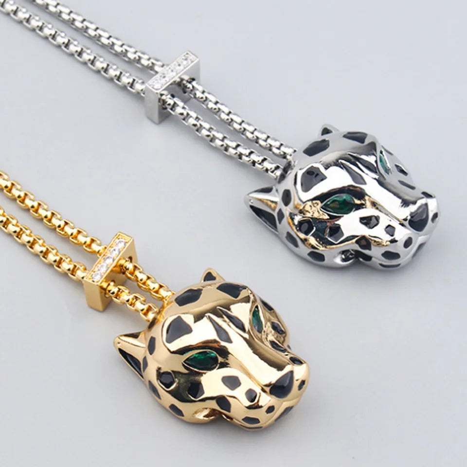 Zlxgirl Green Eye Jet leopard pendant with Earrings Jewelry Set AAA micro pave cubic zircon copper necklace sets fashion jewelry
