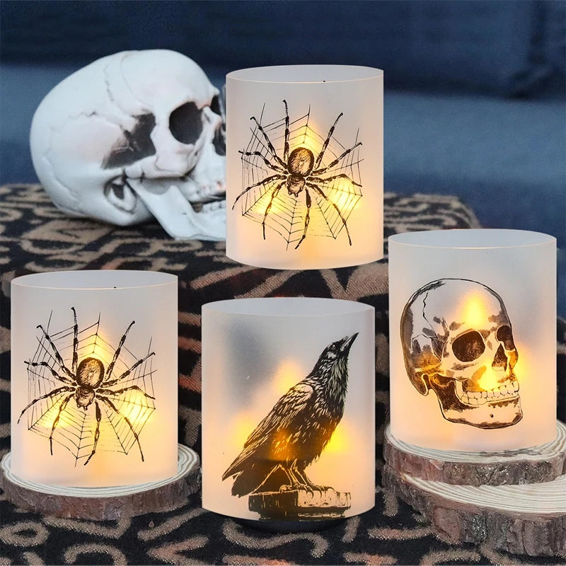 6pcs Halloween Pvc Lantern Ghost Pumpkin Bat Lampshade No Lights Halloween Party Home Table Decoration Haunted House Horror Prop