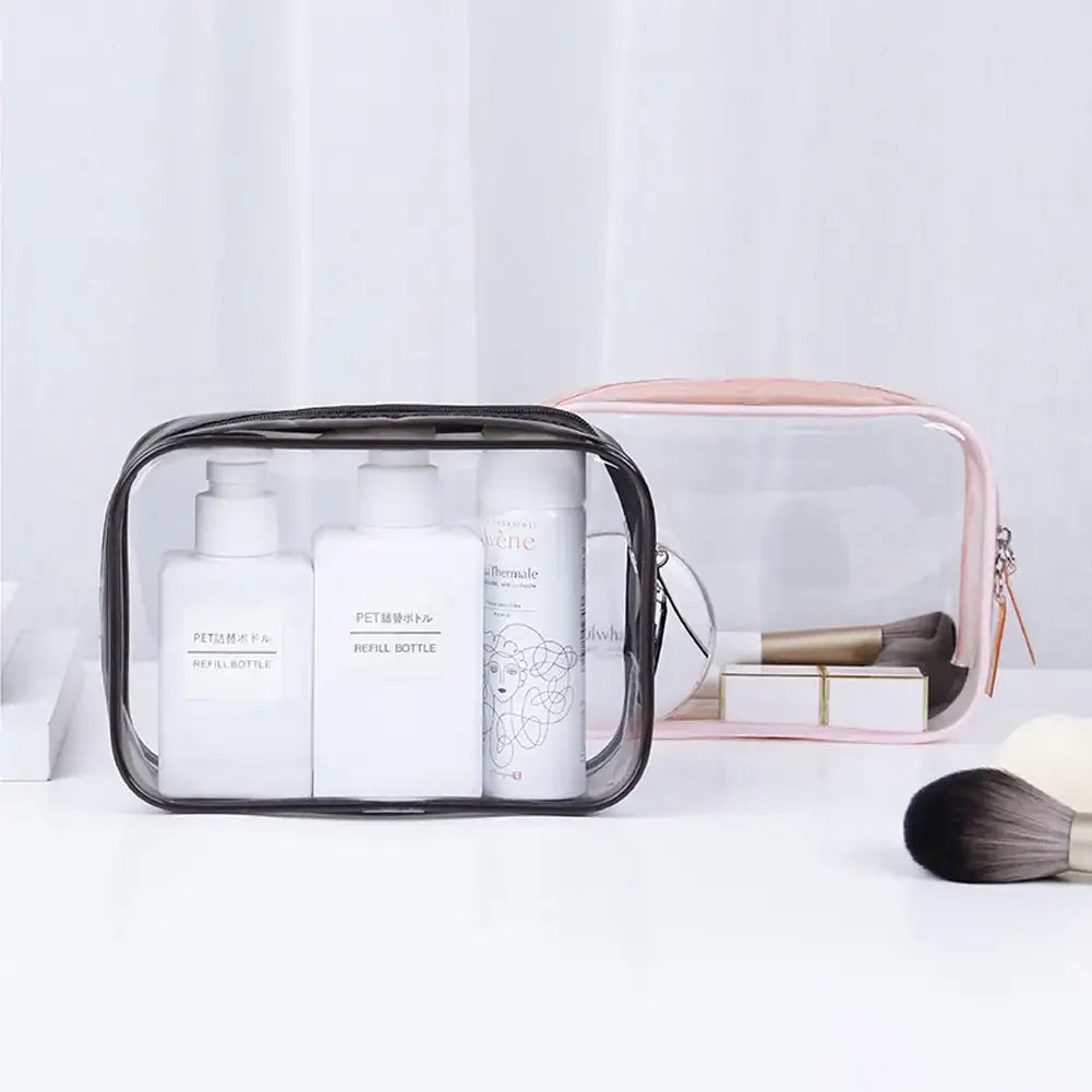 Travel Storage Bag Cosmetic Bags PVC Waterproof Transparent Cases Large Capacity Plastic Zipper Wash Bag Portable Make Up Pounch