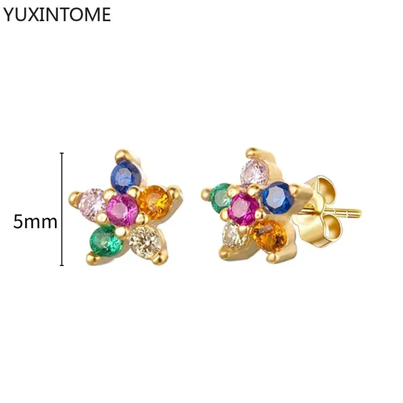 Colorful Crystal Earrings 925 Sterling Silver Ear Needle Stud Earrings for Women Cross Dangle Earrings Party Wedding Jewelry