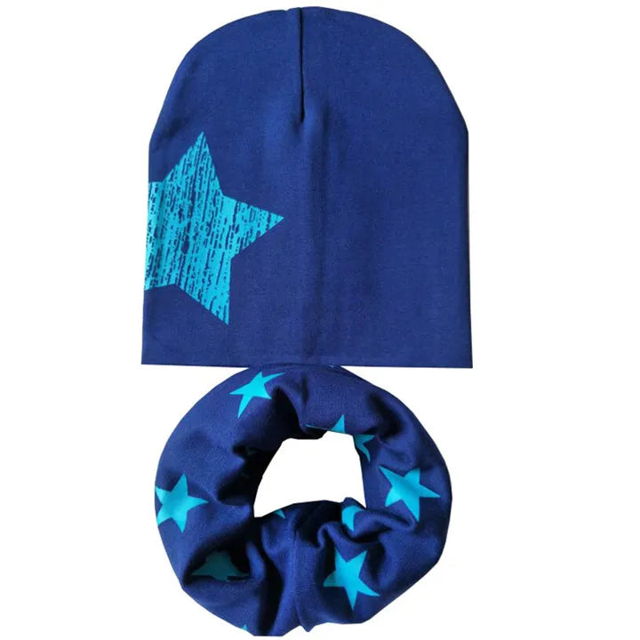 Star Print Cotton Baby Hat Autumn Winter Baby Girls Hat Boys Cap Toddlers Infant Cap Scarf Children Bonnet Hats