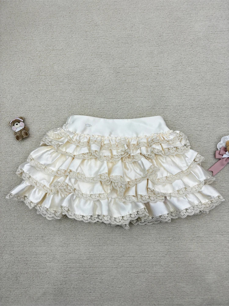 French Elegant Sexy 2 Piece Sets Womens Outifits Y2k Strapless Lace Design Tops+ High Waist Chic Skirt Female Korean Fashion New