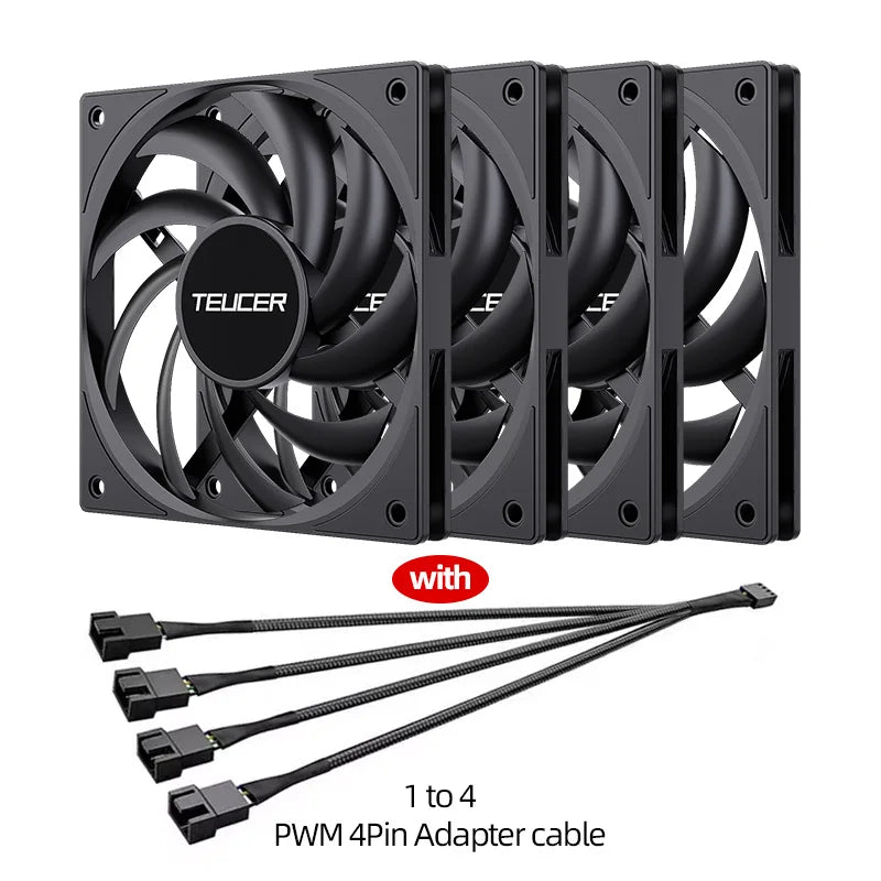 Teucer UT-12015 Ultrathin 15mm Thinckness 12cm Chassis Fan 12V/4Pin PWM FBD Bearing PC Case Cooling Ventilator 1-10pcs with Hub