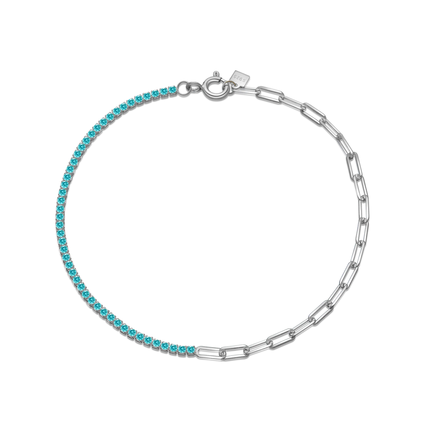 VEWANT 925 Sterling Silver Rainbow Colorful Zircon CZ Chain Bracelet Women Fine Jewelry Rock Punk Wedding Anniversary Gift