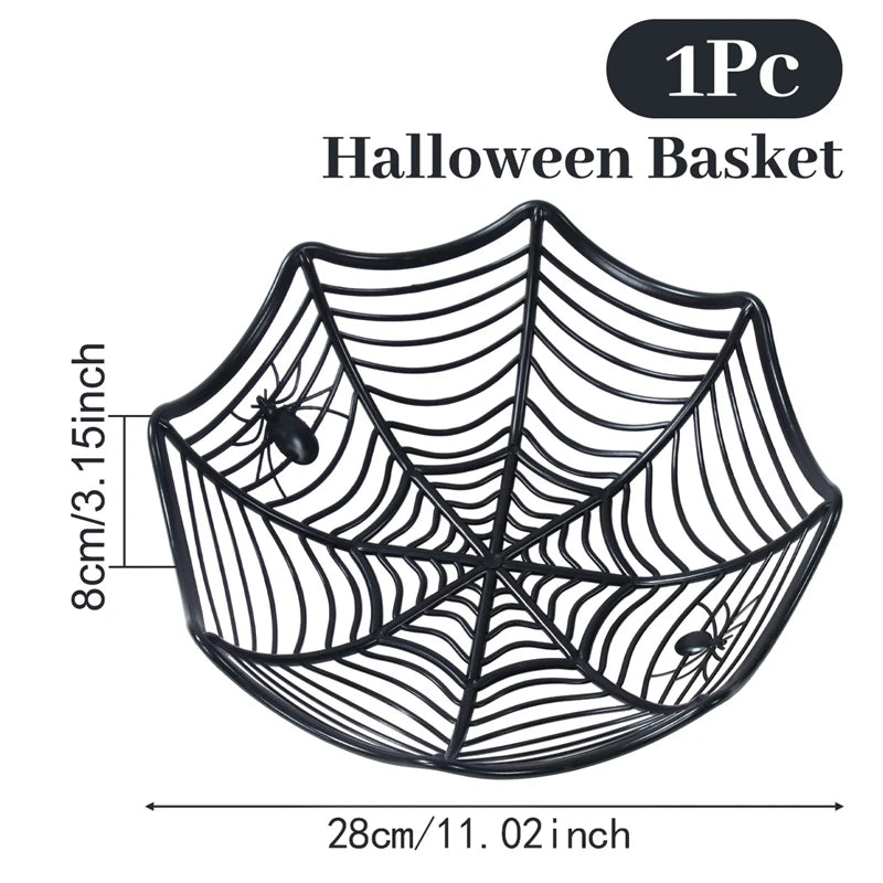 Halloween Cobweb Candy Bowl Set Halloween Theme Party Decoration Kids Favors Pumpkin Ghost Basket Trick or Treat Party Supplies