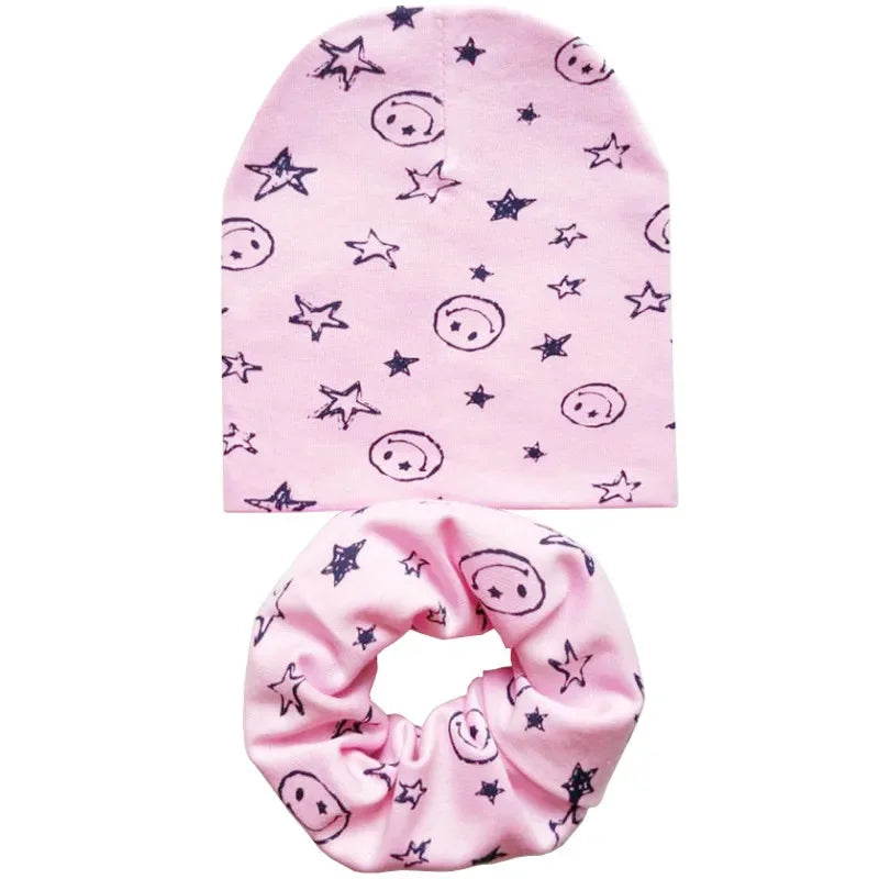 Star Print Cotton Baby Hat Autumn Winter Baby Girls Hat Boys Cap Toddlers Infant Cap Scarf Children Bonnet Hats