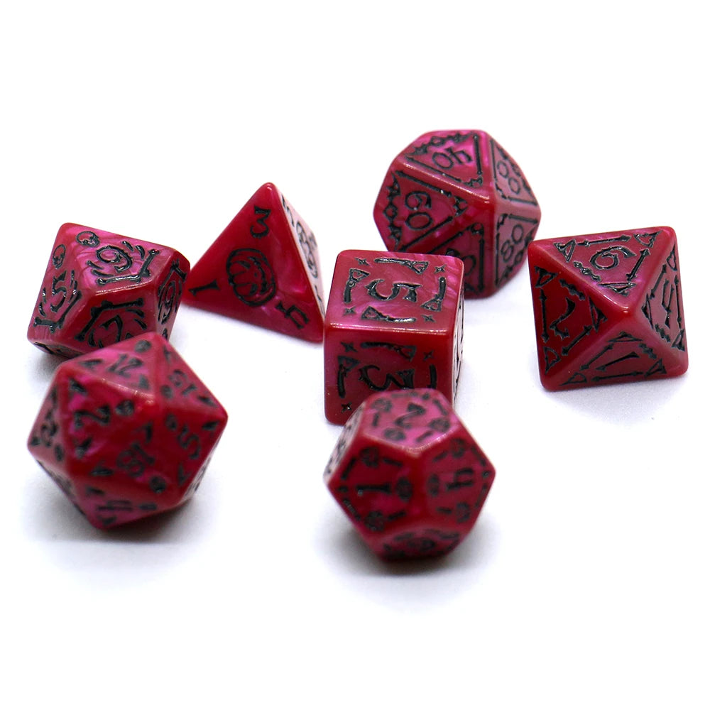7pcs Set Relief Halloween Pattern Board Game Dice Set, DND Game Dice