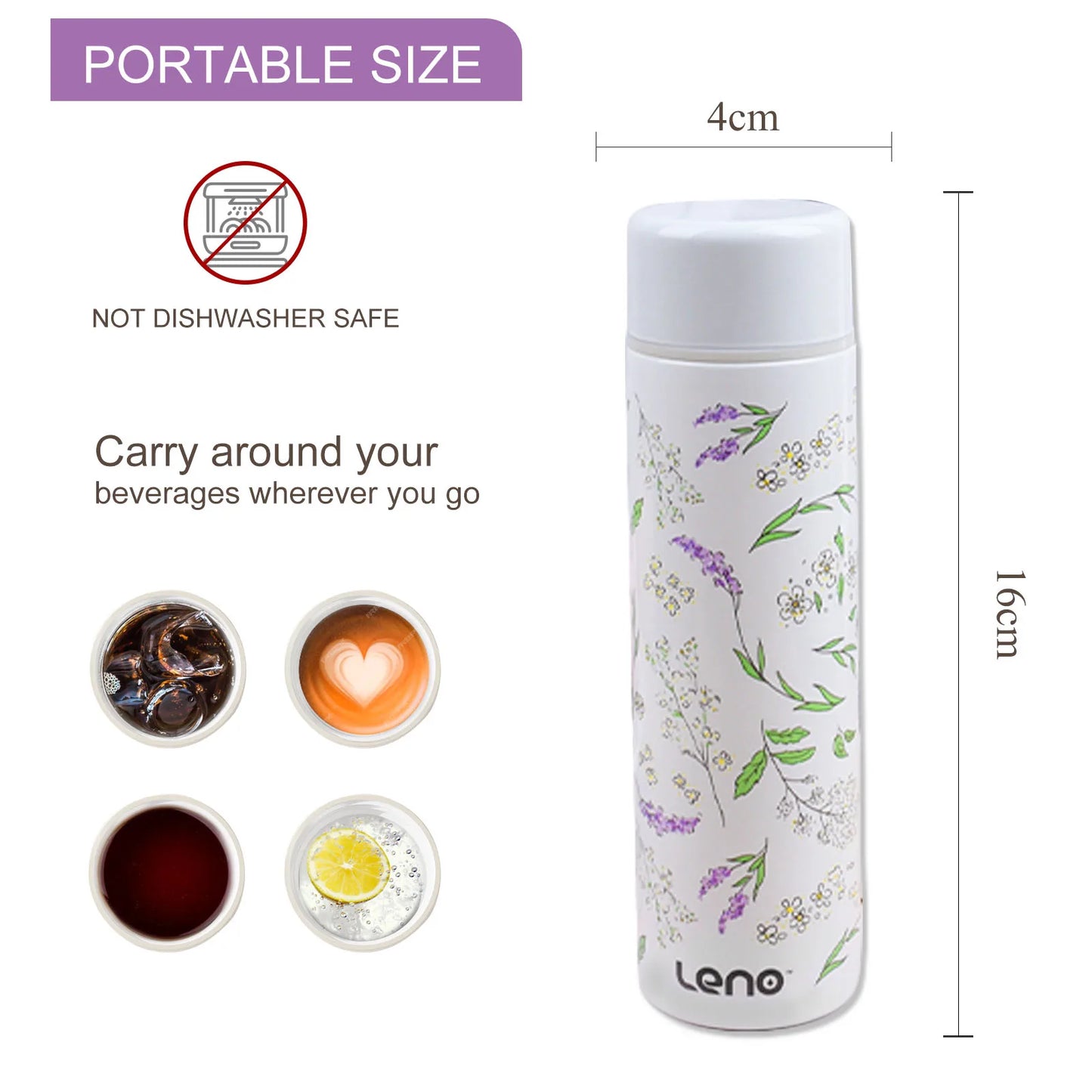 Leno 140ML Small Mini Vacuum Insulated Water Bottle Portable Leakproof Travel Mug Thermal Flask for Kids Children Women School