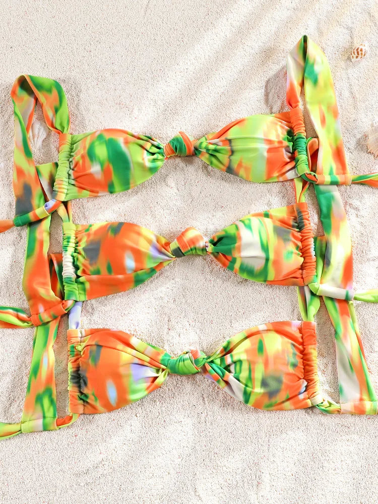 ZRTAK Sexy Micro Bikini Sets Two Piece Suit Women Swimsuit Push Up Bikinis 2024 Bathing Suit Swimwear Print Beachwear Solid