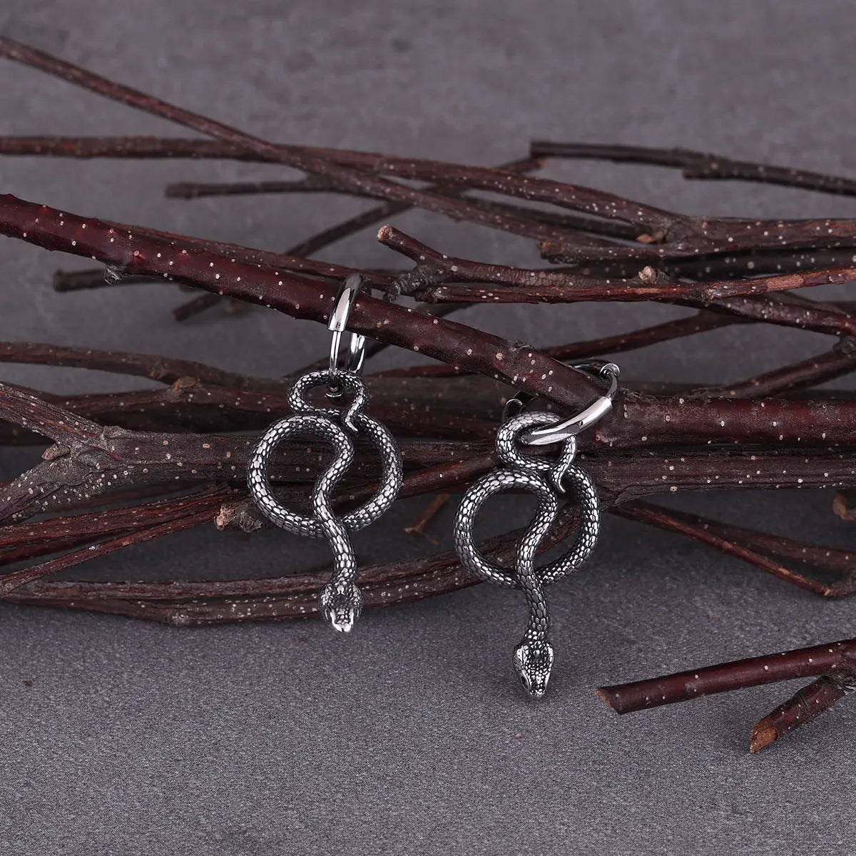 Punk Twisted Snake Street Tail Snake Earrings for Men and Women Party Earrings Glamorous Everyday Gifts Stainless Steel Jewelry