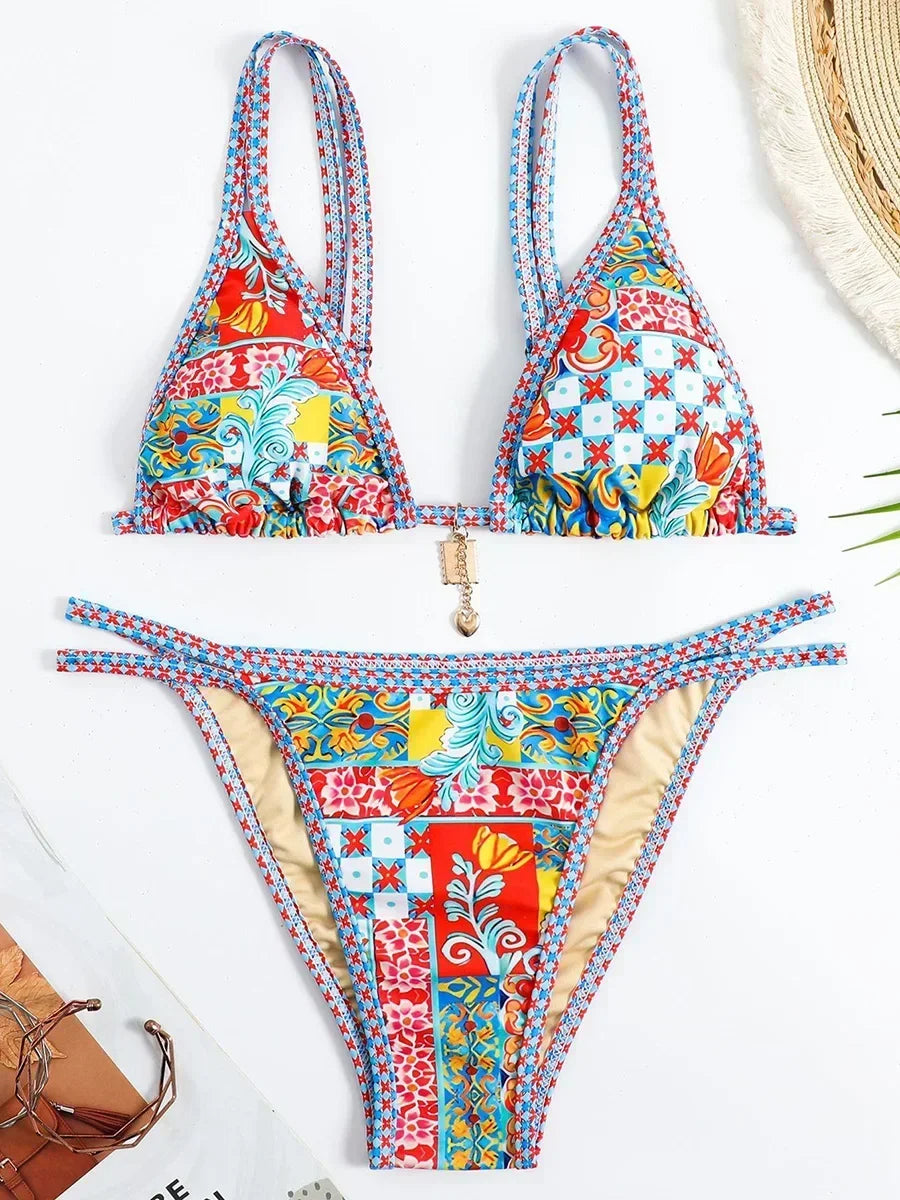 Printed Micro Bikinis 2025 Brazilian Bikini Women Swimwear Female Swimsuit Two-pieces Bikini Set Bathing Suit Swim Beach Wear