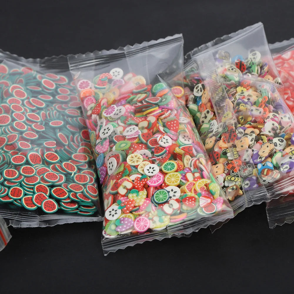1000pcs 2000pcs Mix Fruit Soft Clay Slime Animal Flower Slice Resin Filler for Nail Art Epoxy Mold DIY Craft Making Wholesale