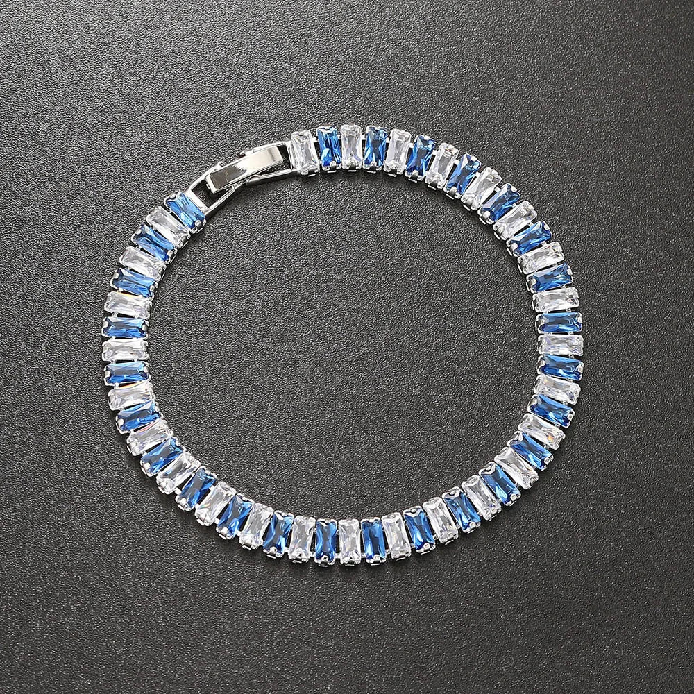 Rainbow Crystal Tennis Zircon Bracelets for Women Men Trendy Unisex Accessories Squares CZ Chain on Hand Classic Jewelry H167