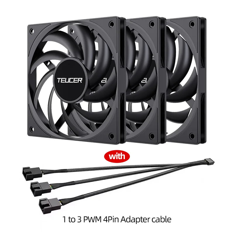 Teucer UT-12015 Ultrathin 15mm Thinckness 12cm Chassis Fan 12V/4Pin PWM FBD Bearing PC Case Cooling Ventilator 1-10pcs with Hub