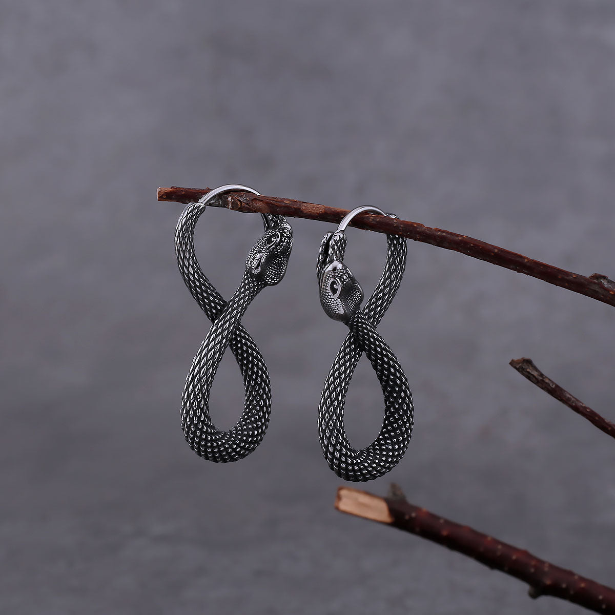 Hip-hop Animal Eight Snake Earrings Men and Women Models Punk Cool Biker Accessories Party Fashion Stainless Steel Jewelry Gift