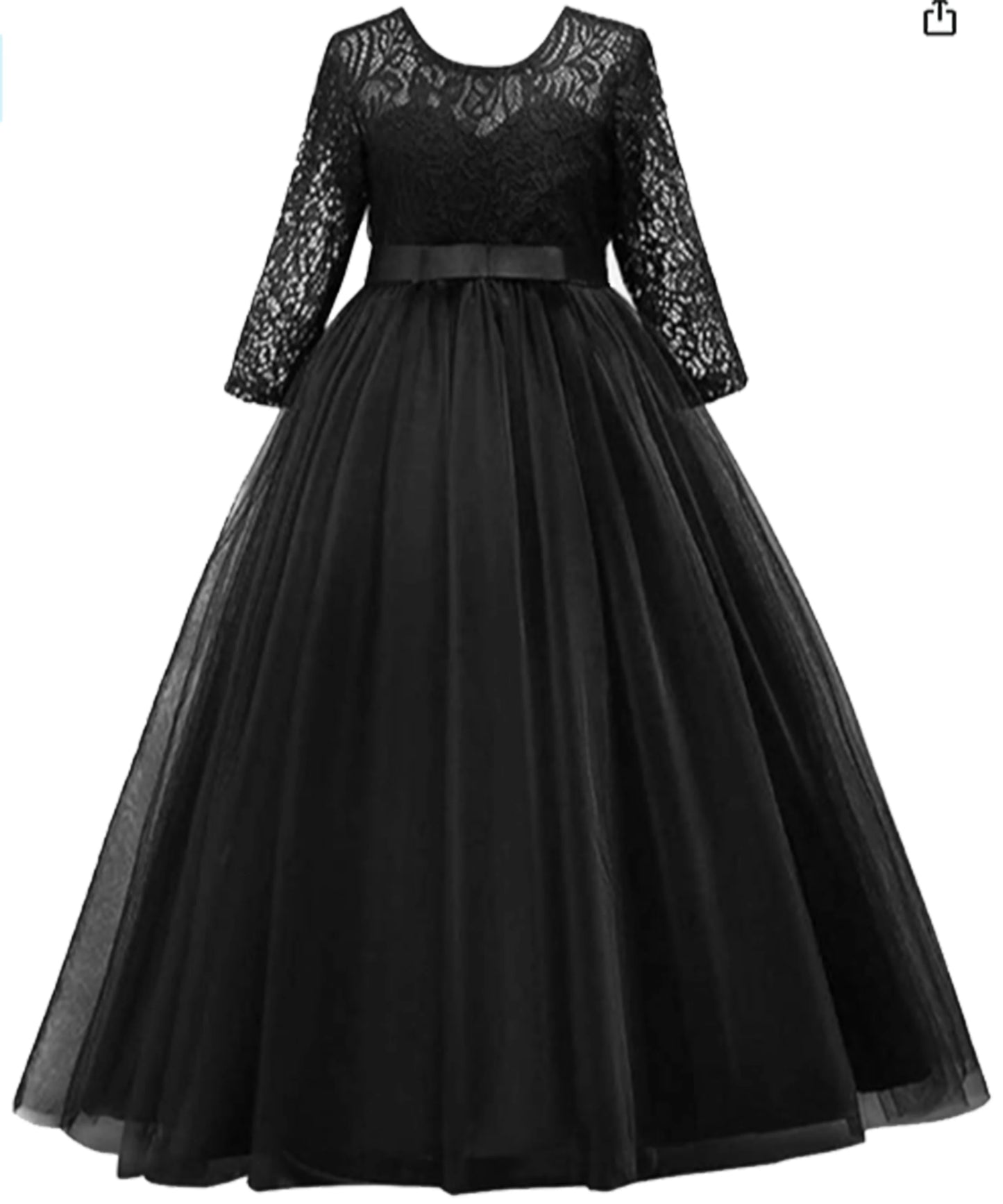 Little Big Girls Spring 3/4 Sleeves Lace Flower Girl Birthday Party Holiday Long Dress KLS1660