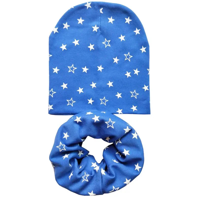 Star Print Cotton Baby Hat Autumn Winter Baby Girls Hat Boys Cap Toddlers Infant Cap Scarf Children Bonnet Hats