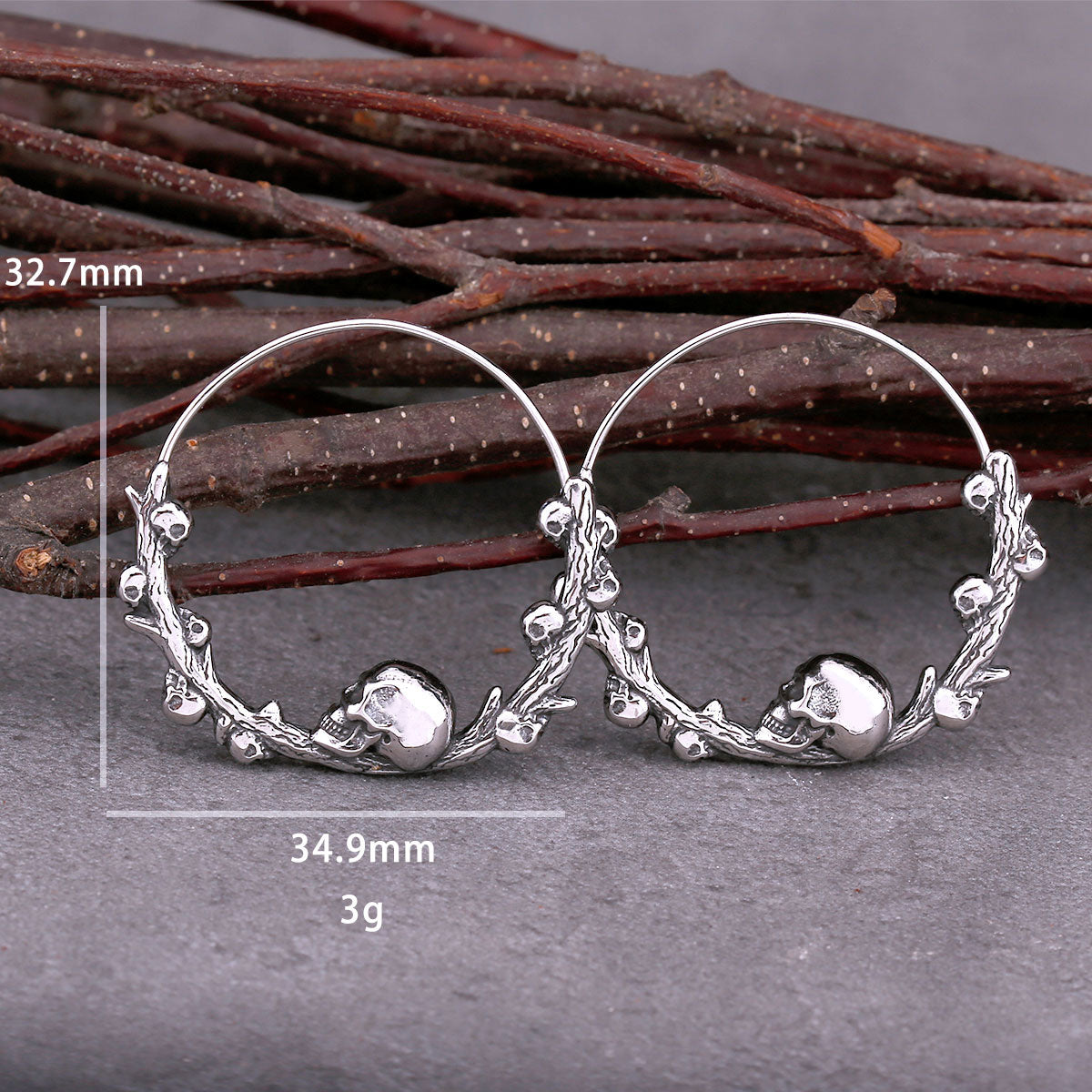 New Design Viking Skull Hoop Earrings Creative Fashion Stainless Steel Men and Women with The Same Earrings Jewelry Accessories