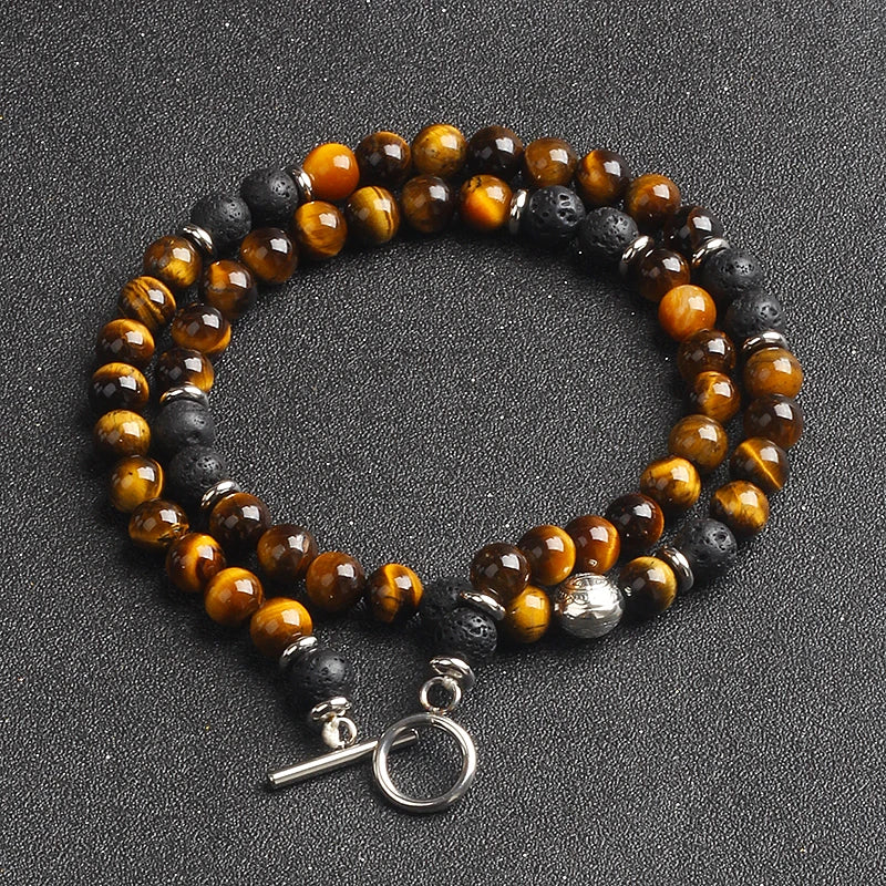 Reiki Lava Tiger Eye Stone Bracelets Men Fashion Nature Energy Stone Chakra Beads Yoga Healing Bracelet Diffuser Jewelry Pulsera