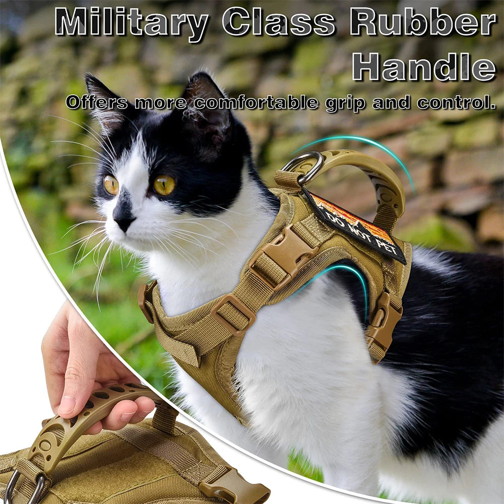 Tactical Cat Harness Leash Adjustable Puppy Vest For Military Small Dogs Harnesses 9Pcs Patches Walking Training Cat Accessories